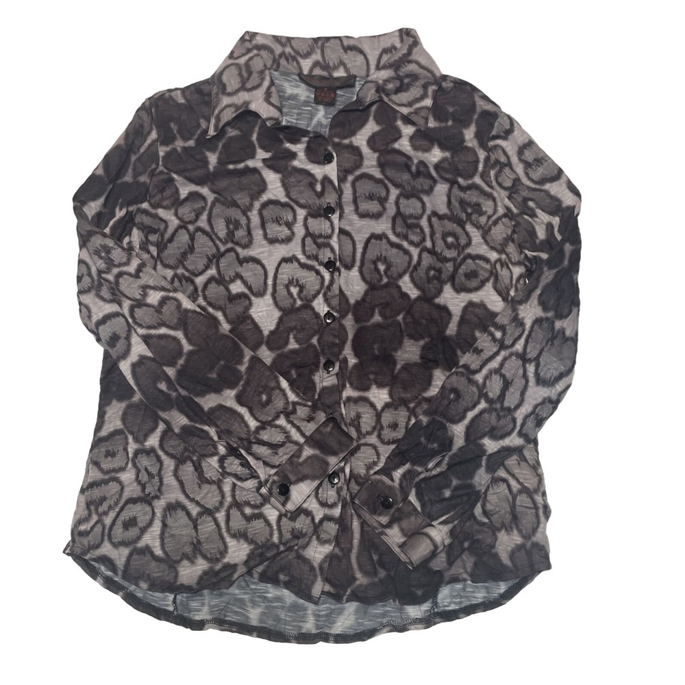 PLEATS COLLECTIONS BY PINGS IMPORTS MEDIUM BLACK & GRAY LONG SLEEVE BUTTON DOWN‎